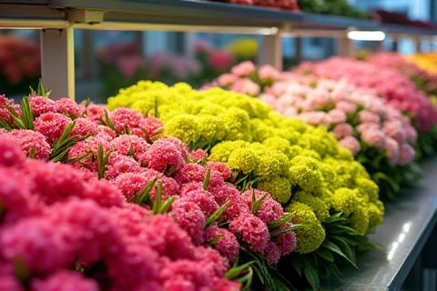 Interior view of Jendrixovalmora with a display of fresh cut flowers in a cooler.
