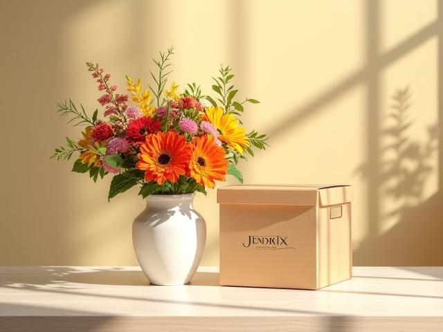 Fresh seasonal flower arrangements in a vase part of a subscription service