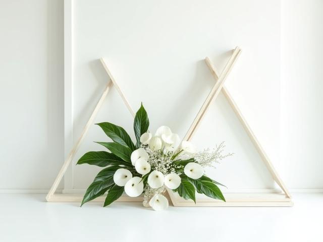 Geometric floral installation with unique blooms